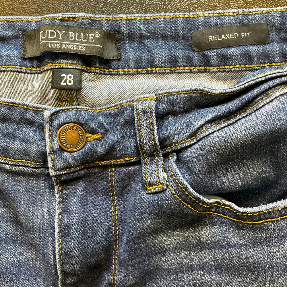 Judy Blue Relaxed Fit Jeans Women’s Size 28 Blue Stretch Straight Ankle Cropped - Picture 4 of 9